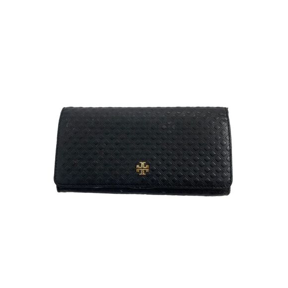 Tory Burch Marion Embossed black leather long envelope wallet - Picture 1 of 7